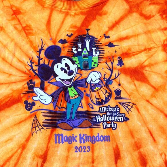 2023 Disney Parks Mickeys Not So Scary Halloween Party Shirt Glow TieDye Youth M - Picture 2 of 7